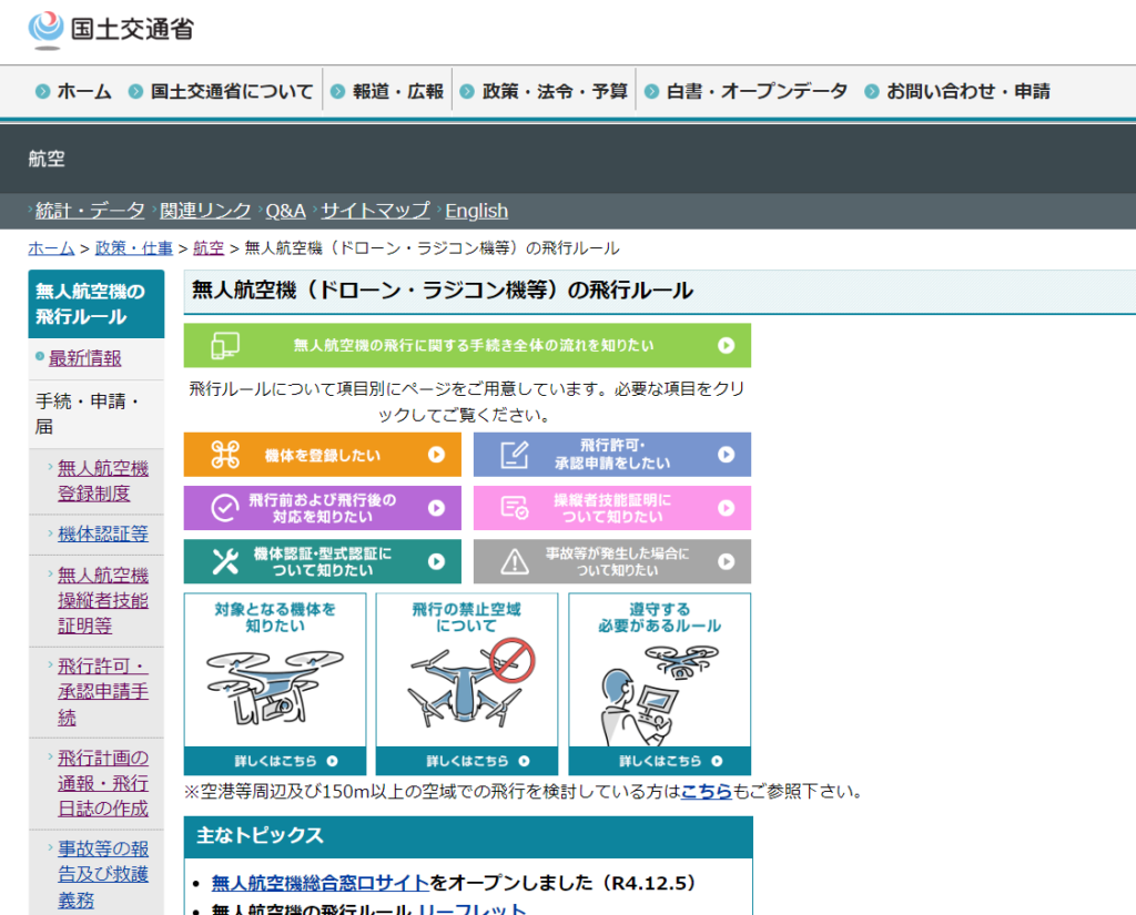 国土交通省ー無人航空機の飛行ルール